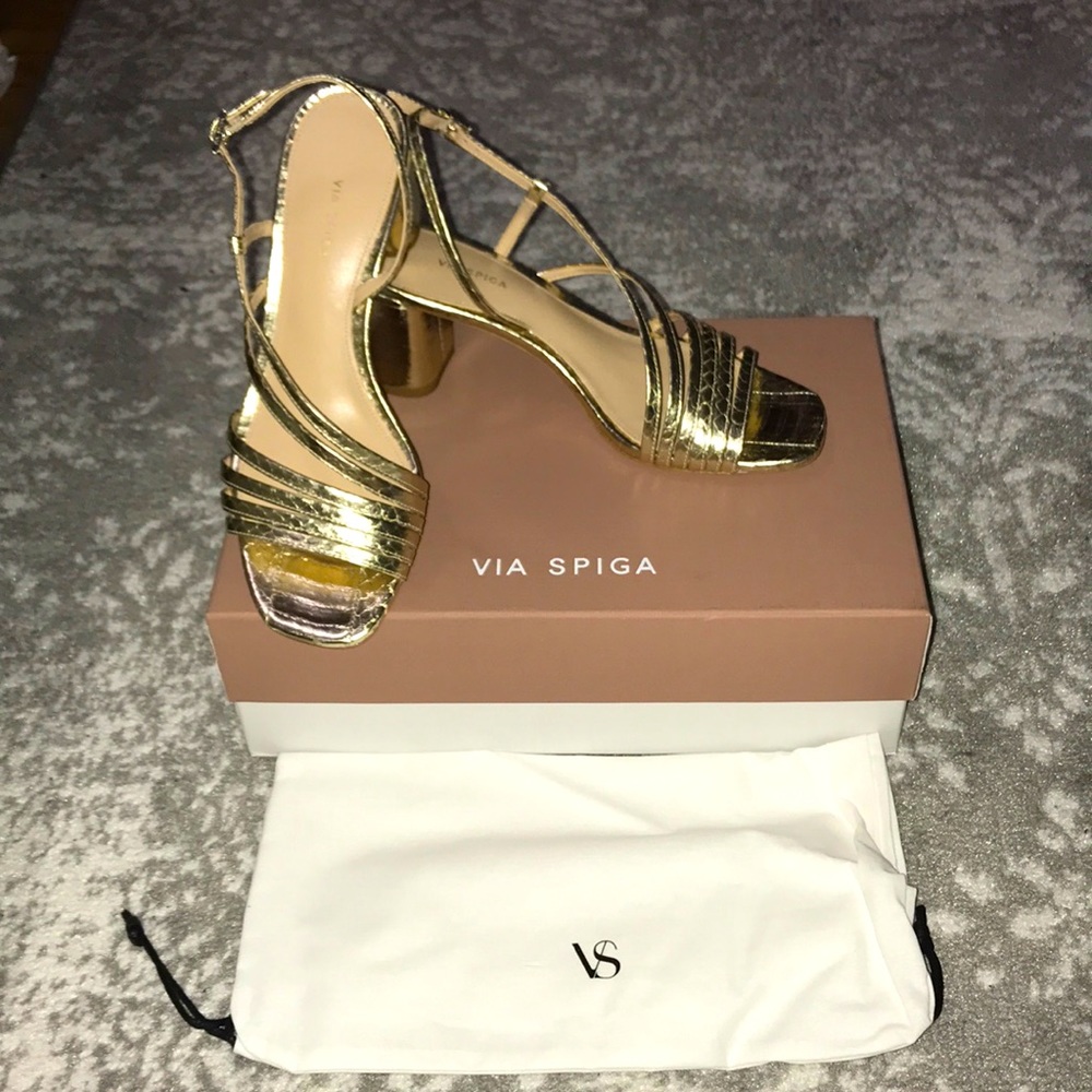 Gold Sandal Heel by Via Spiga